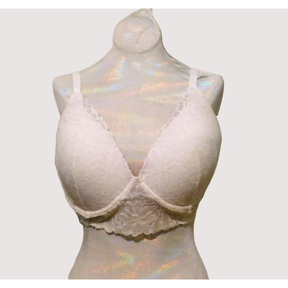 Pink Victoria Secret Push Up Lace Bralette M DD Ivory Off White Lined Wirefree